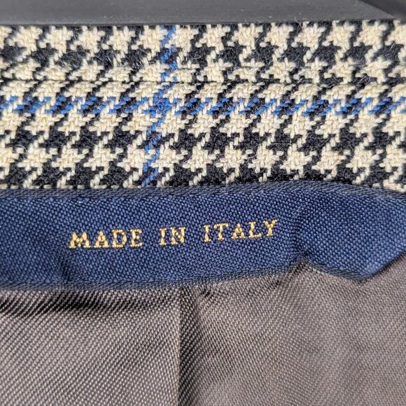 Brooks Brothers 44R Sport Coat Made in Italy Wool Houndstooth Blue Check Jacket - Picture 3 of 6
